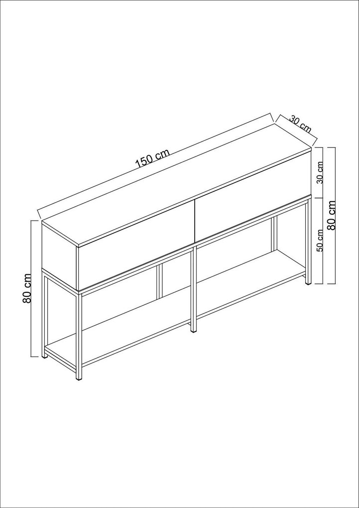 Console Lord – Preto e Dourado – 150x80x30 cm
