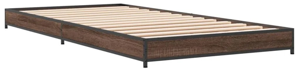 Estrutura de cama derivados de madeira/metal carvalho castanho