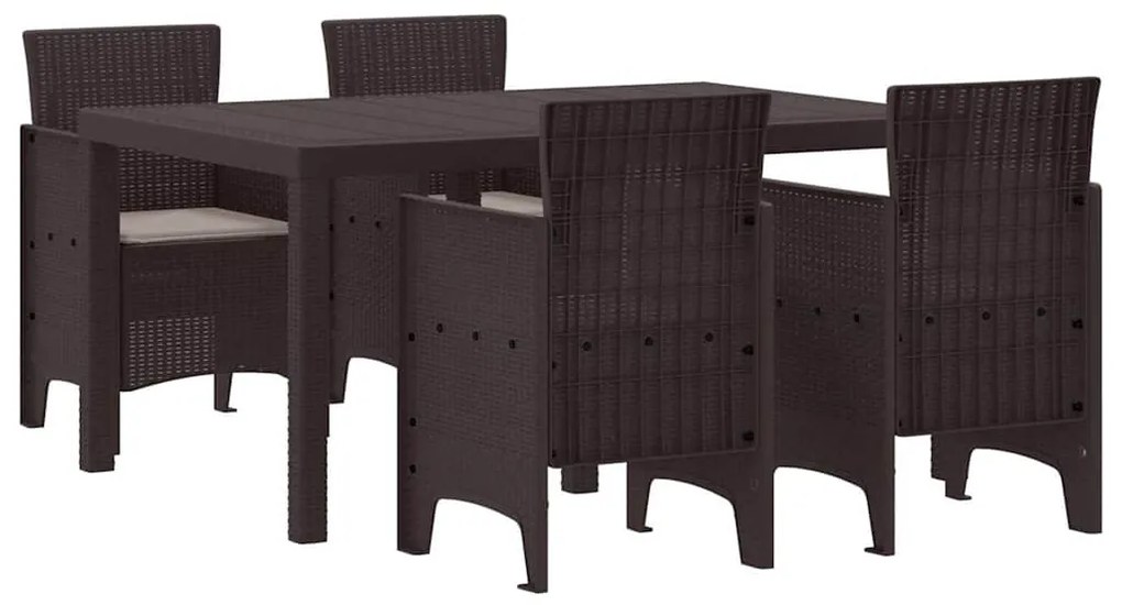 Conjunto de Jantar de Jardim 5 pcs Castanho 150 x 100 x 73 cm