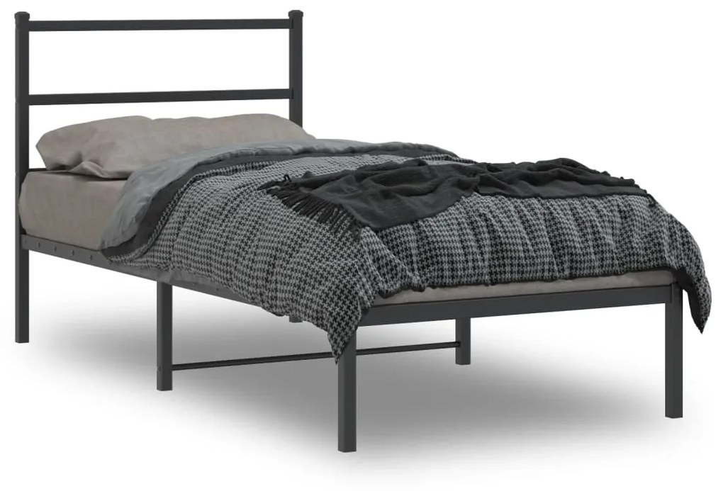 vidaXL Estrutura de cama com cabeceira 90x200 cm metal preto