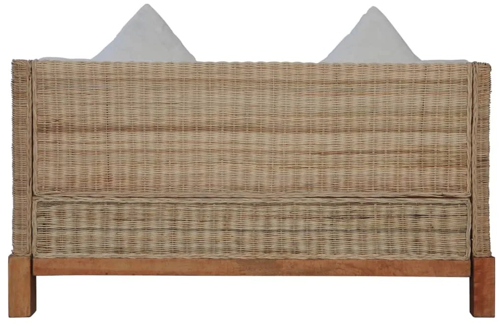 2 pcs conjunto de sofás com almofadões vime natural