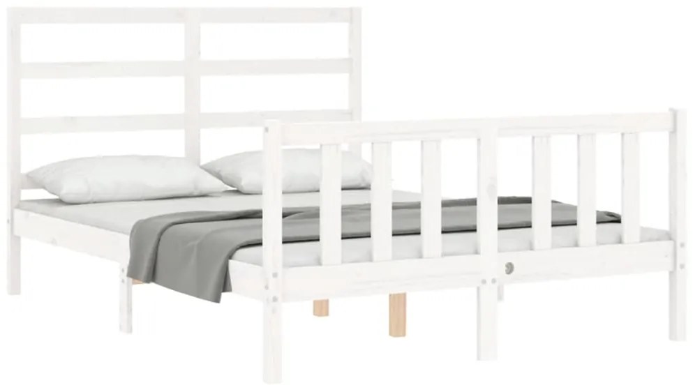 Cama sem colchão 120x200 cm madeira de pinho maciça branco