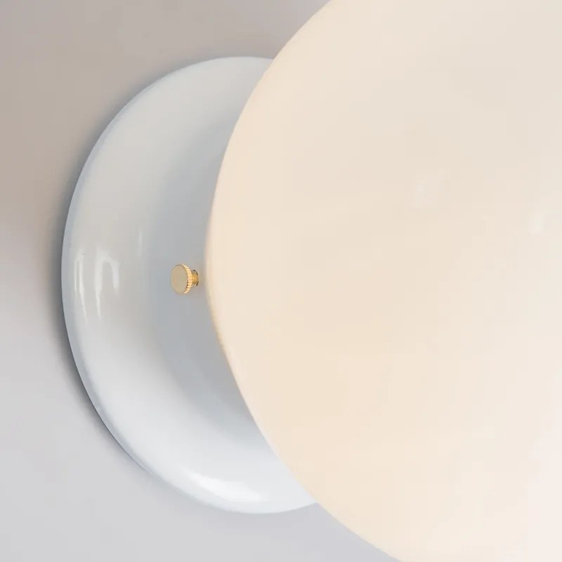 Candeeiro de teto retro branco vidro opal - Scoop Retro