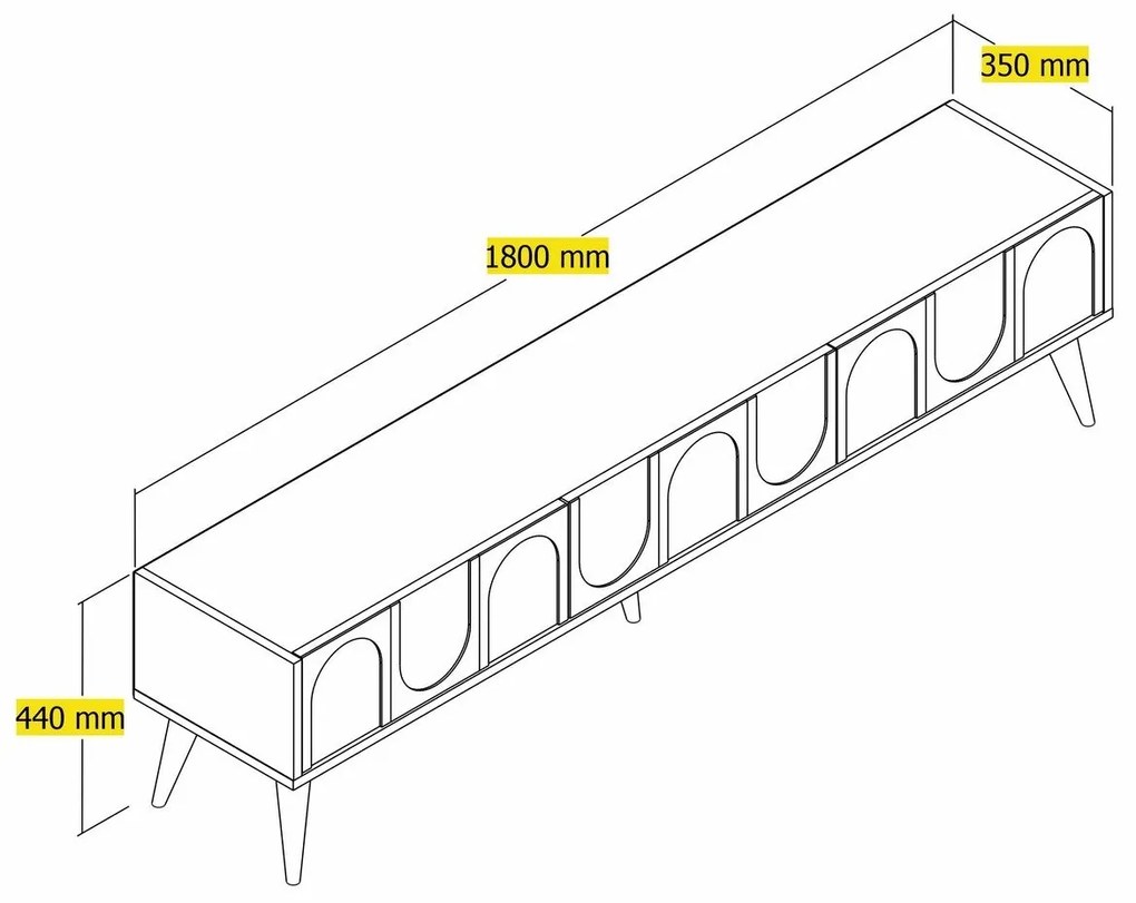 Móvel TV Lyon – Branco Nogueira – 180x44x35 cm