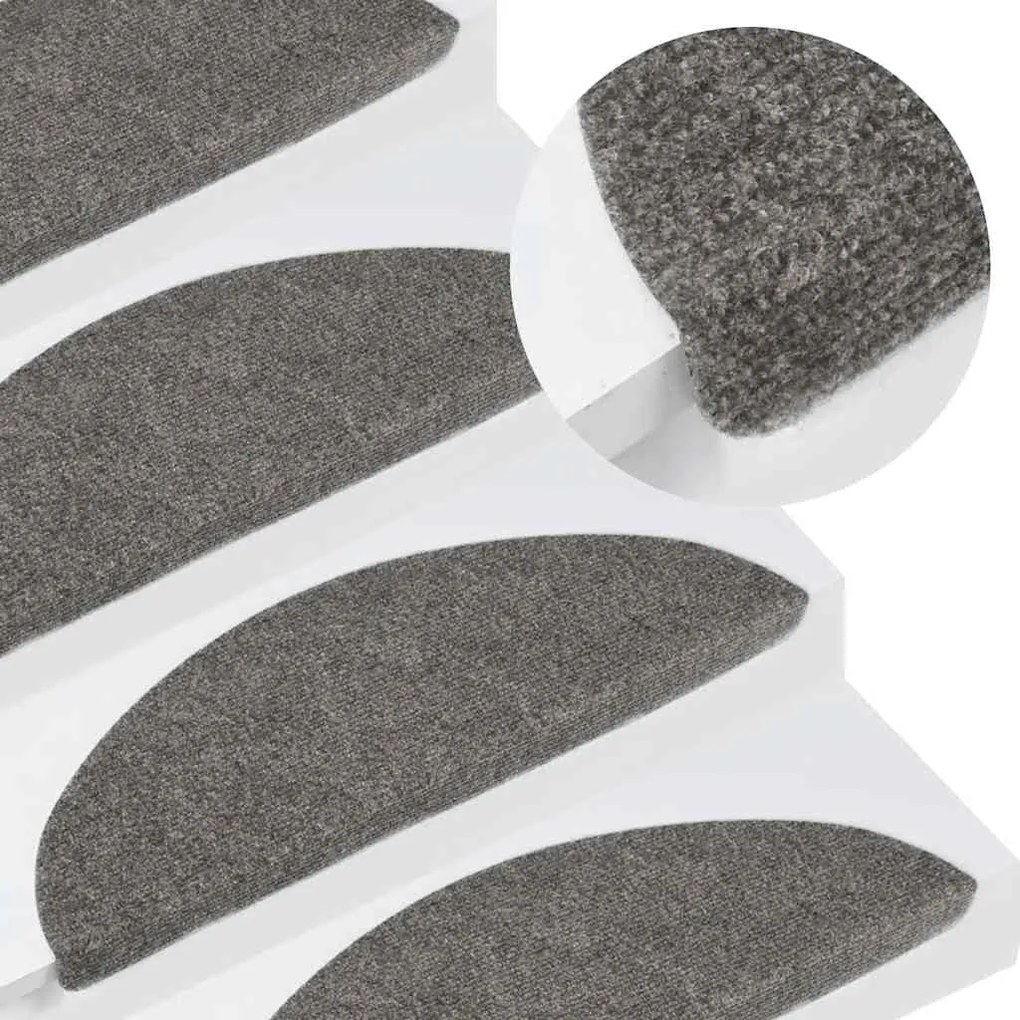 vidaXL Tapetes de escada adesivos 20 pcs 56x17x3 cm cinzento