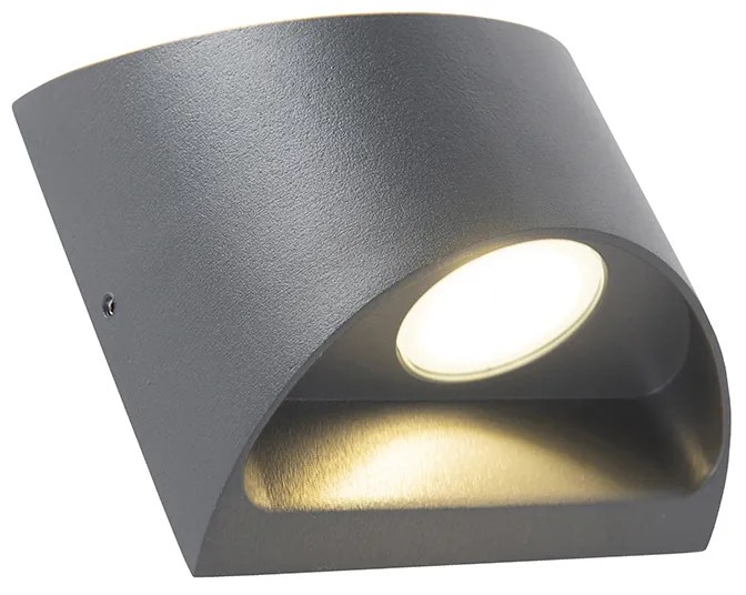 Candeeiro de parede exterior moderno cinzento escuro com LED 2-luzes IP54 - Mal Moderno