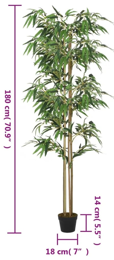 Árvore de bambu artificial 1216 folhas 180 cm verde