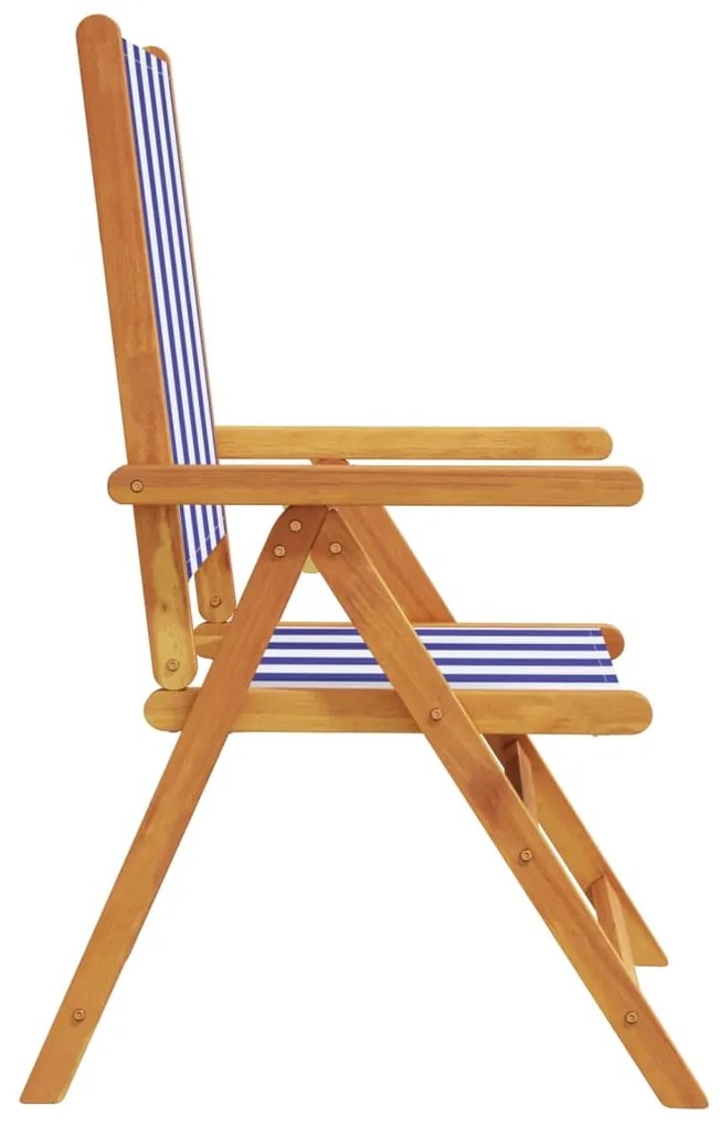 Cadeiras jardim reclin. 6 pcs tecido/madeira maciça azul branco