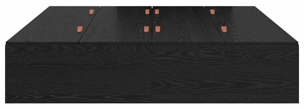 Cama box preta em carvalho 135x190 cm