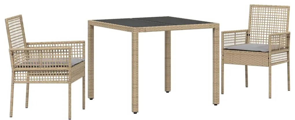 Conjunto de Jantar para Jardim 3 pcs Bege 90 x 90 x 75 cm