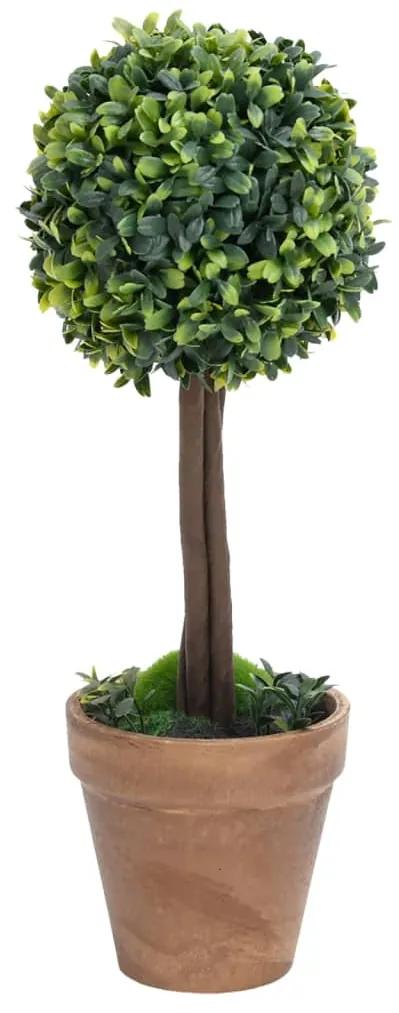 Plantas bolas de buxo artificiais c/ vasos 2 pcs 33 cm verde