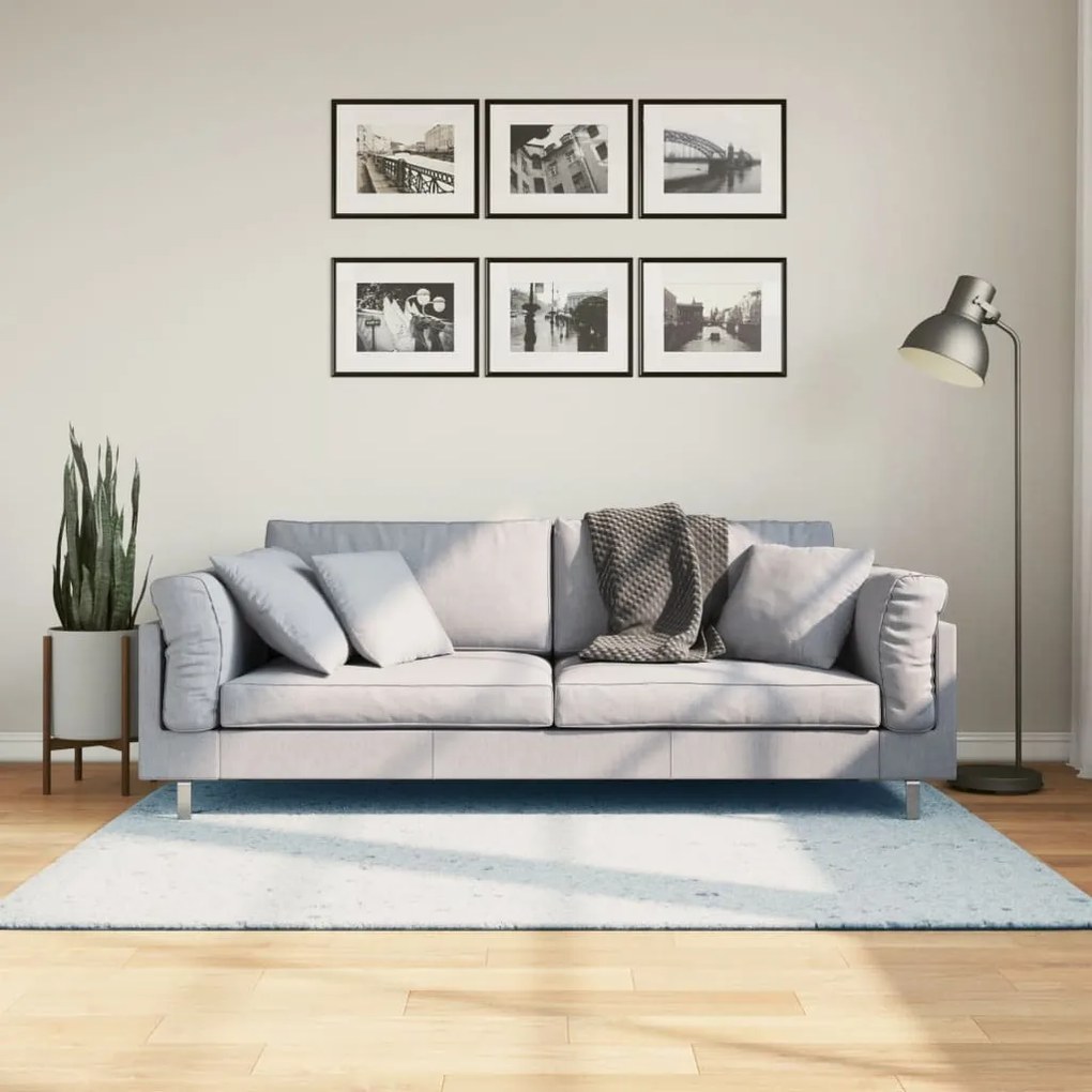 vidaXL Tapete pelo curto macio e lavável HUARTE 120x170 cm azul