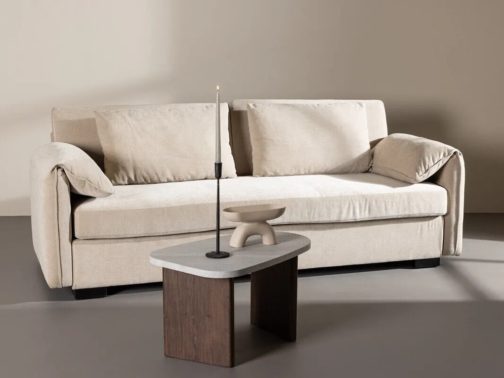 Sofá Dallas 4512, Bege, 230x88x97cm, 70 kg, Tecido, Pernas: Madeira, Madeira: Borracha