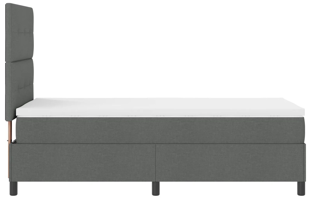 Cama Box Spring com Colchão Cinza Escuro 100x200 cm Tecido