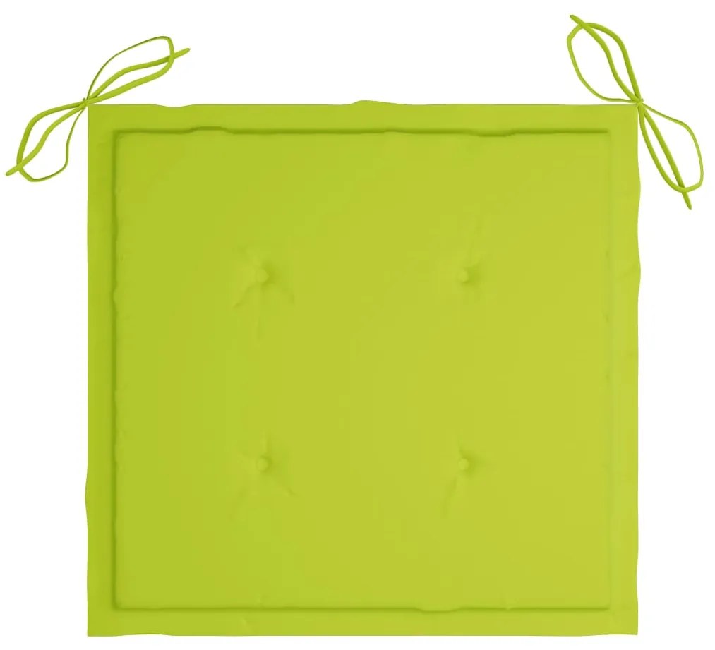 Cadeiras jardim c/ almofadões verde brilhante 2 pcs teca maciça