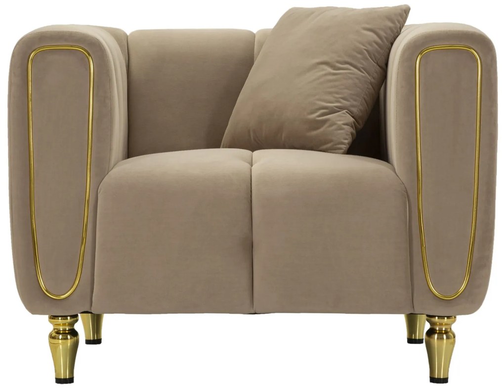 POLTRONA ALMA COM ALMOFADA 97X81X71 CM CINZA E DOURADO