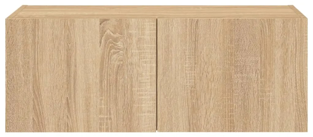 Móvel de parede p/ TV c/ luzes LED 80x35x31 cm carvalho sonoma