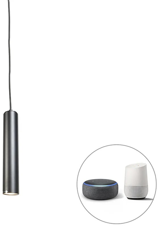LED Candeeiro de suspensão design inteligente preto com lâmpada GU10 WiFi - Tuba Small Design,Industrial,Moderno