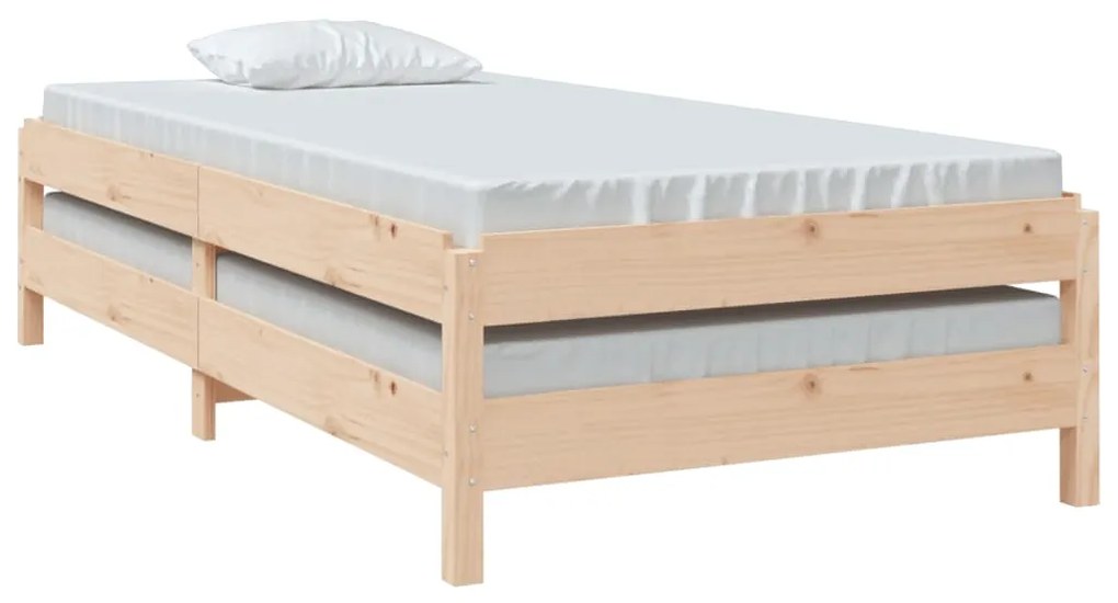 Cama empilhável 75x190 cm madeira de pinho maciça