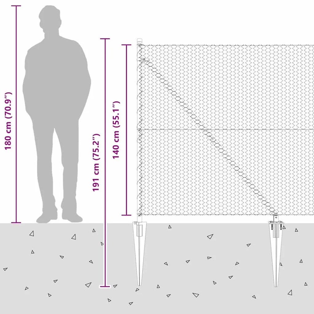 Cerca Hexagonal Cinza 1,4x50 m Aço