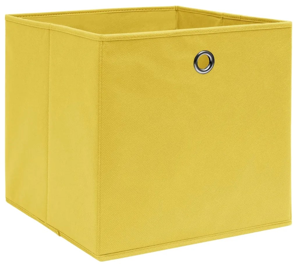 Caixas de arrumação 10 pcs 32x32x32 cm tecido amarelo