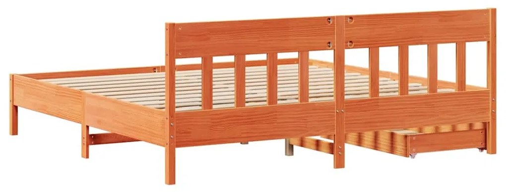 Cama sem colchão 200x200 cm pinho maciço castanho-mel