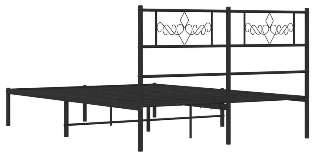 Estrutura de cama em metal com cabeceira 150x200 cm preto