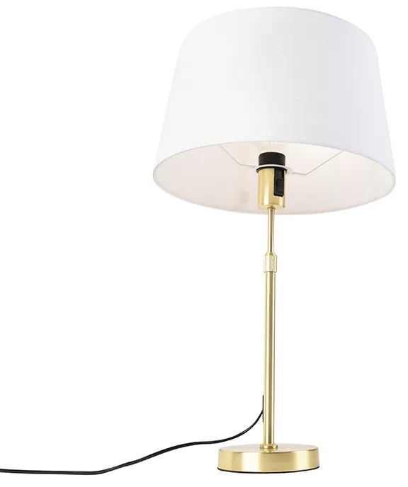 Candeeiro de mesa dourado/latão com abajur de linho branco 35 cm - Parte Moderno