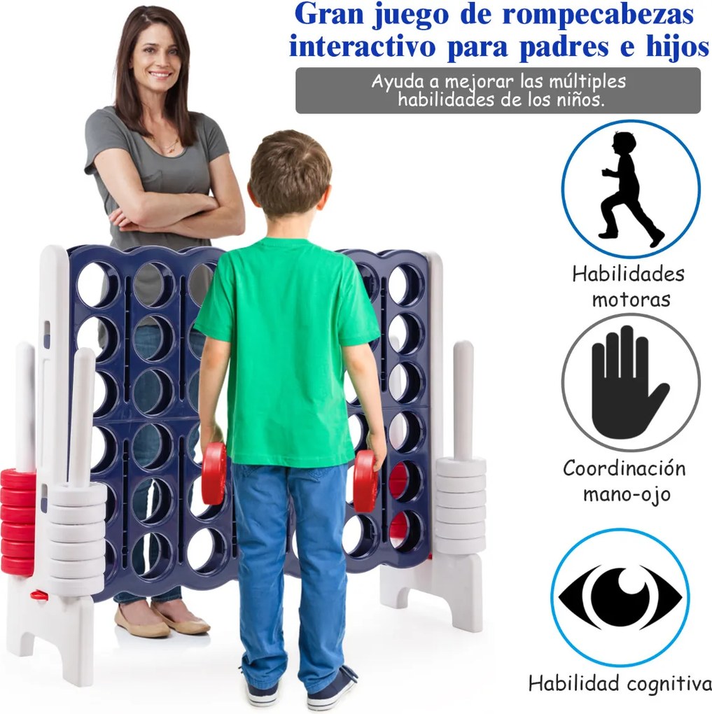 Jogo 4 em Linha Gigante para Crianças e Adultos, 120 x 42 x 104 cm, Leve e Portátil, Azul