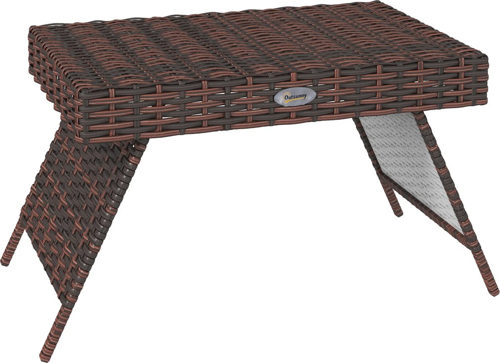 Outsunny Mesa de jardim Mesa de centro para exterior Mesa de apoio para exterior, PE-Rattan, resistente às intempéries, 60 cm x 41 cm x 41 cm,  Castanho | Aosom Portugal