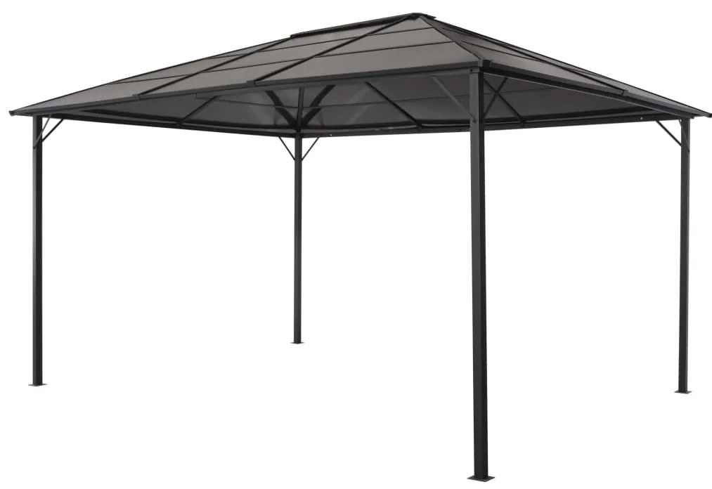 Gazebo com telhado alumínio 4x3x2,6 m preto