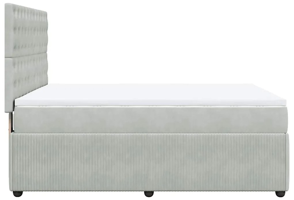 Cama com molas/colchão 140x200 cm veludo cinzento-claro