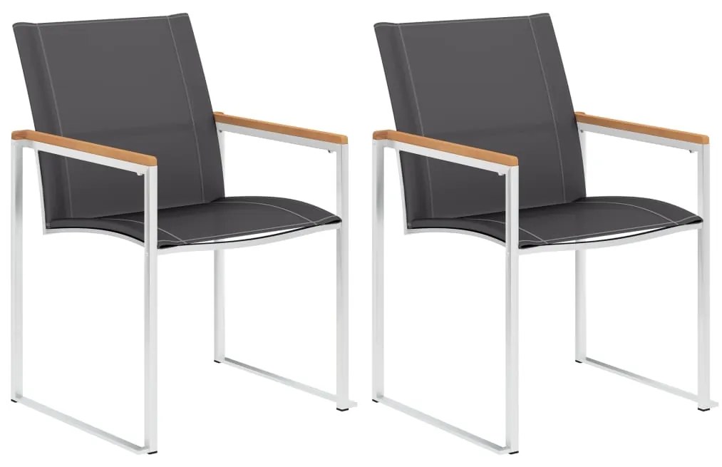 vidaXL Cadeiras de jardim 2 pcs textilene e aço inoxidável cinzento