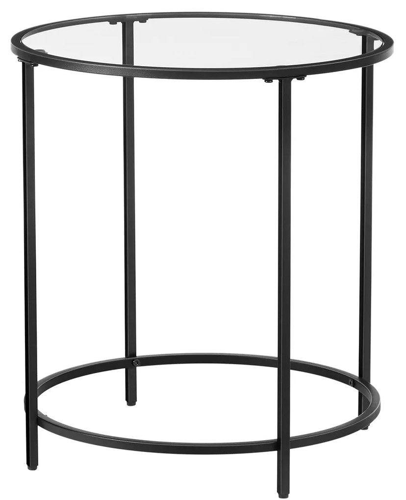 Mesa lateral redonda VASAGLE, mesa de centro pequena, mesa lateral de vidro temperado com estrutura de aço, mesa de cabeceira, sala de estar, varanda, preta LGT020B01