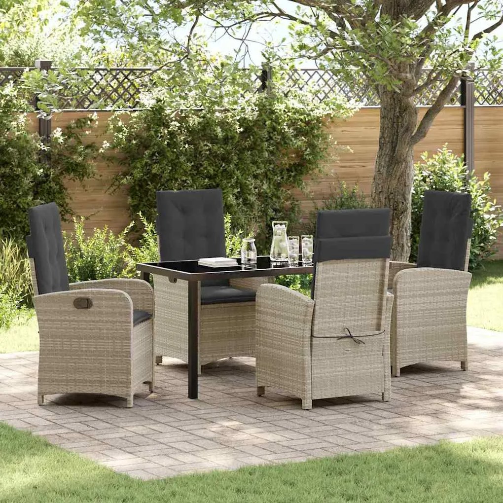 vidaXL Conjunto de Jantar para Jardim 5 pcs Cinzento-claro vime PE