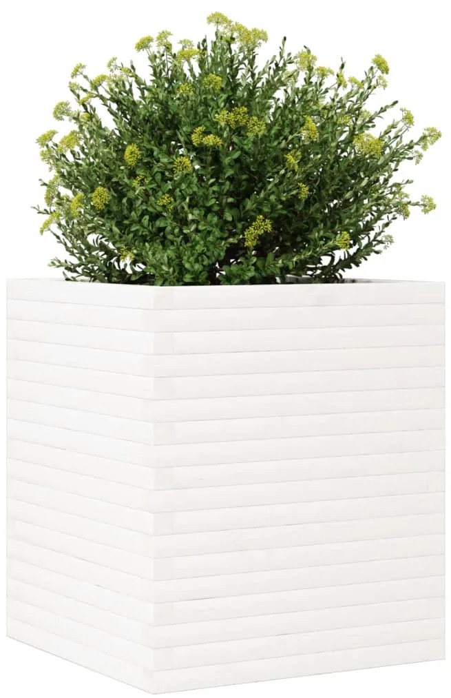 Vaso/floreira de jardim 60x60x68,5 cm pinho maciço branco