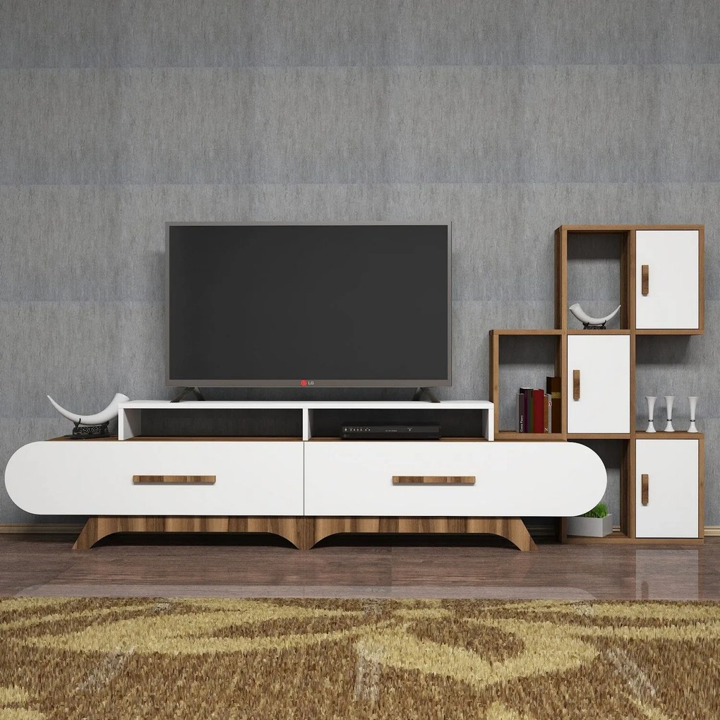 **** Móvel TV Flora – Nogueira e Branco – 205 x 50 x 36,8 cm

**