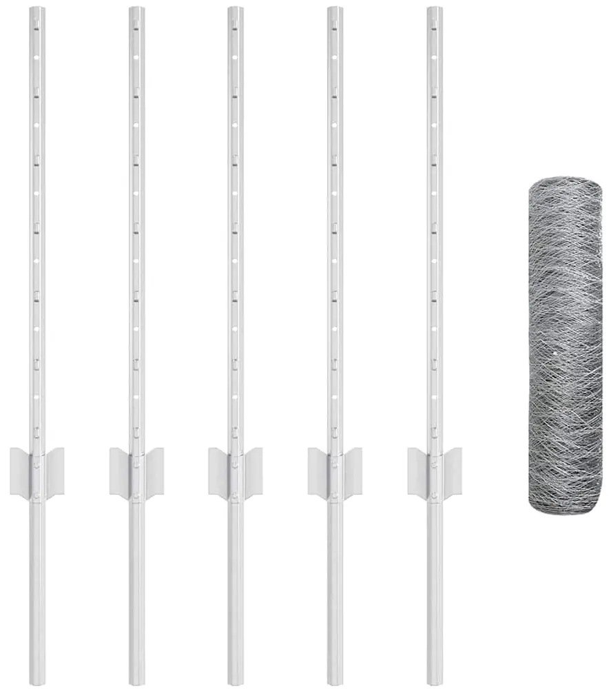 Postes de Cerca 5 pcs U-Channel 60 cm Aço Galvanizado