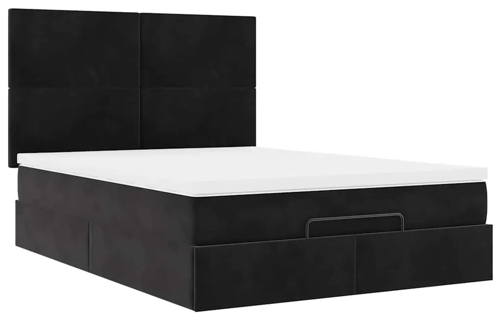 Estrutura de cama otomana com colchões 140x190 cm veludo preto