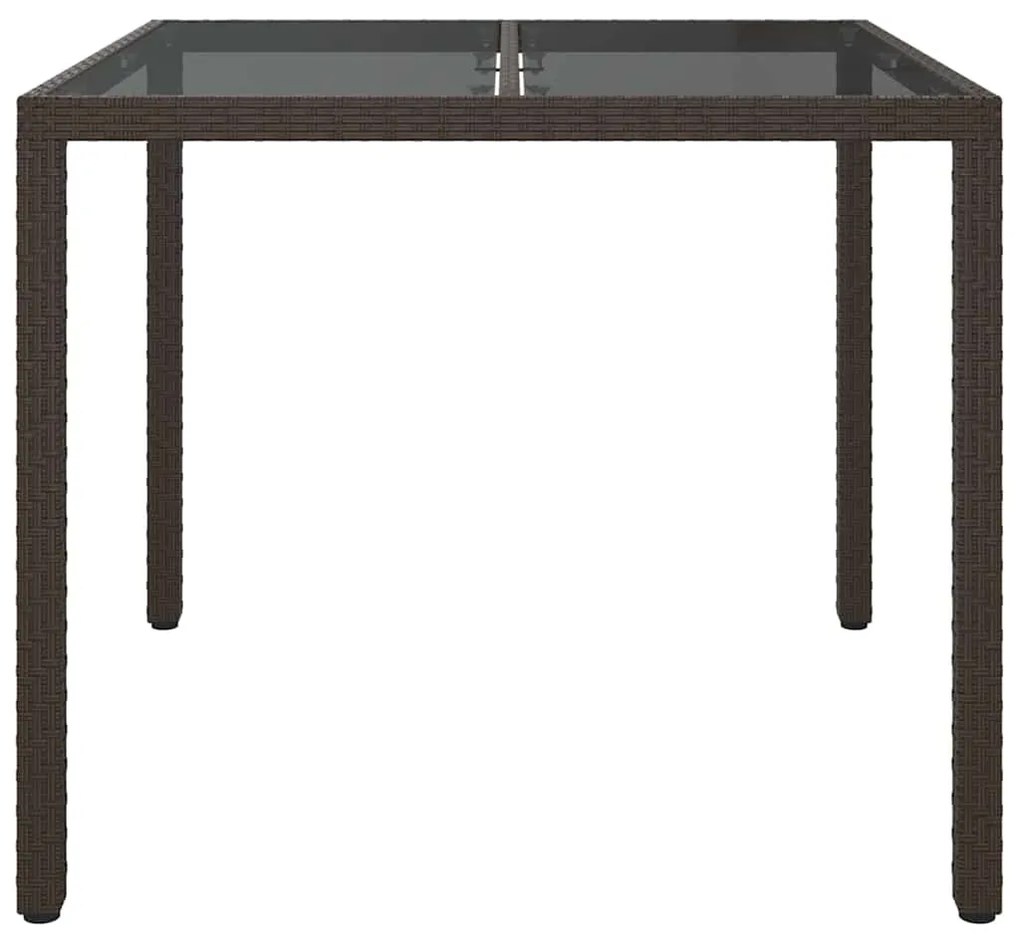 Mesa de Jantar de Jardim Castanho 90x90x75 cm Vime de PE