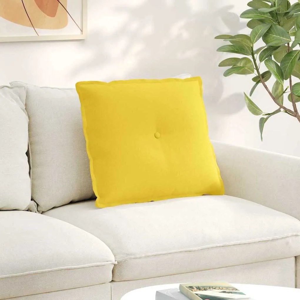 vidaXL Travesseiro para Costas Amarelo Claro 60 x 19 x 50 cm tecido