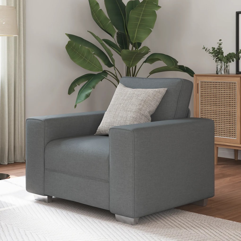 Poltrona vidaXL Cinza Escuro 59 cm em Tecido