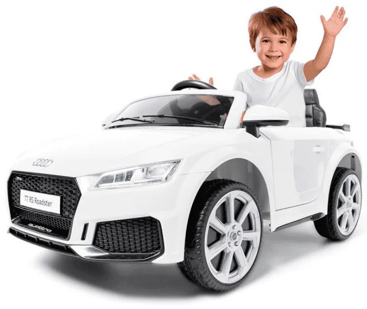 AUDI TT RS 12V PREMIUM CARRO ELÉTRICO INFANTIL 12V BANCO EM COURO E BORRACHA BRANCO
