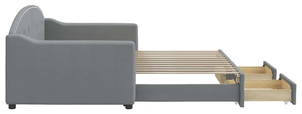 Sofá-cama c/ gavetão e gavetas 90x200 cm tecido cinzento-claro
