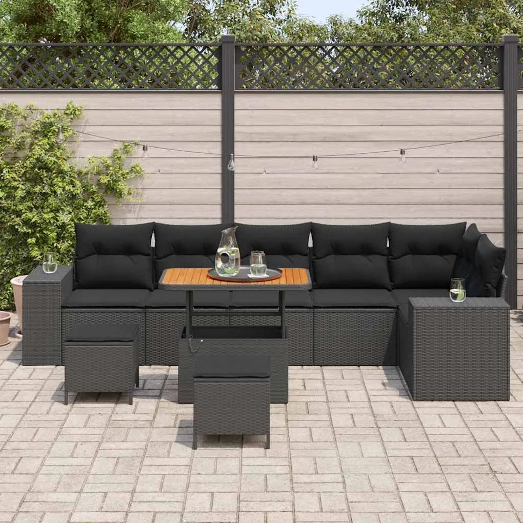 Conjunto de Sofá para Jardim com 9 Peças e Almofadas - Rattan Sintétic
