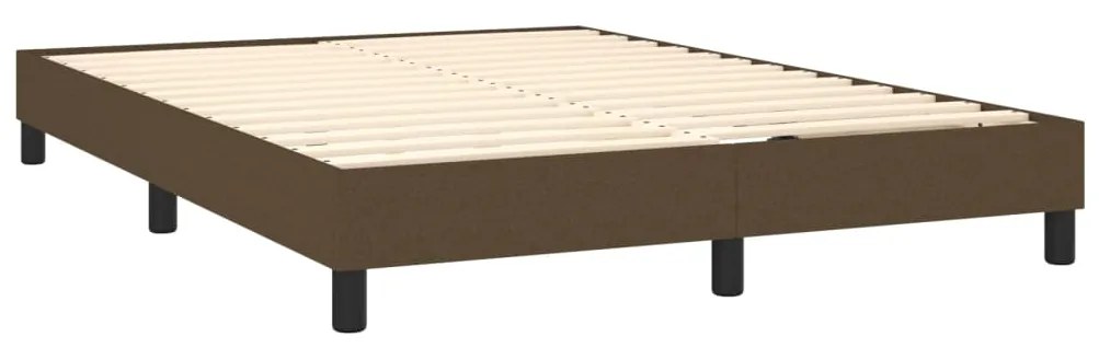 Cama box spring c/ colchão/LED 140x190cm tecido castanho-escuro