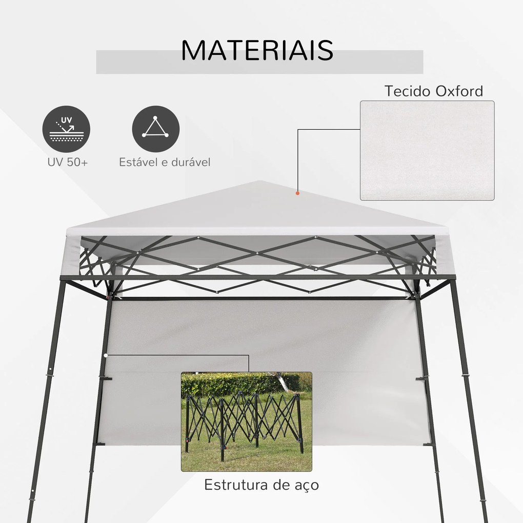 Outsunny Tenda Dobrável 220x220x200 cm Tenda Dobrável com 1 Parede Lat