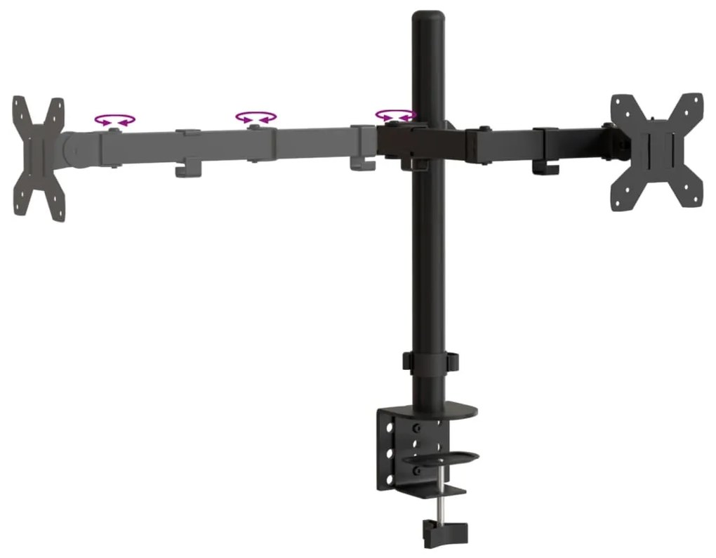 Suporte duplo para monitor VESA 75/100 mm aço preto
