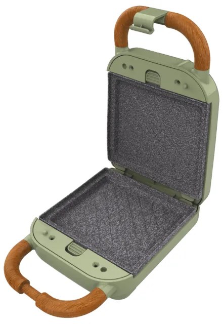 Tostadeira de estilo retro Rock'nToast Retro One Green com capacidade para uma sanduíche e 3 pares de placas amovíveis