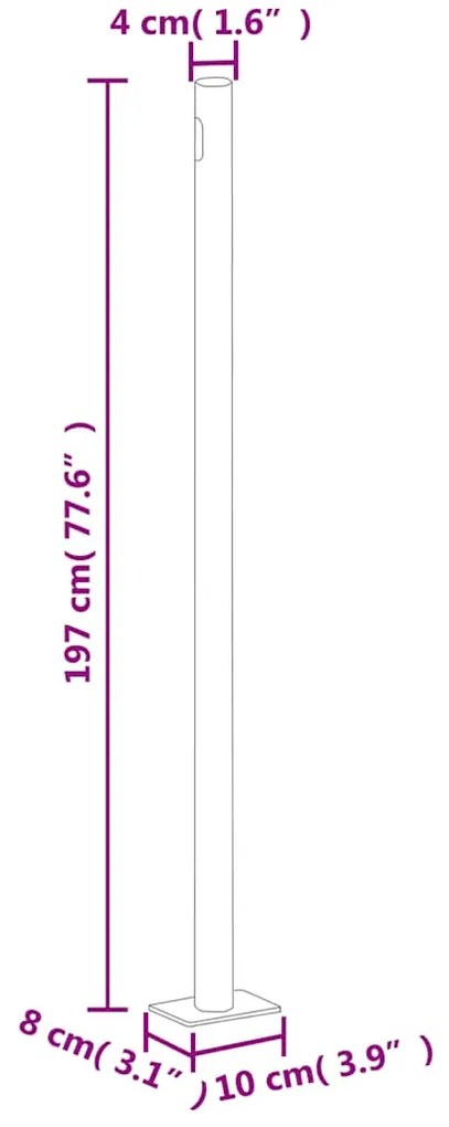Toldo lateral retrátil para pátio 200x600 cm cinzento